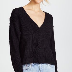 Free People Twist Cotton Front V-Neck Sweater